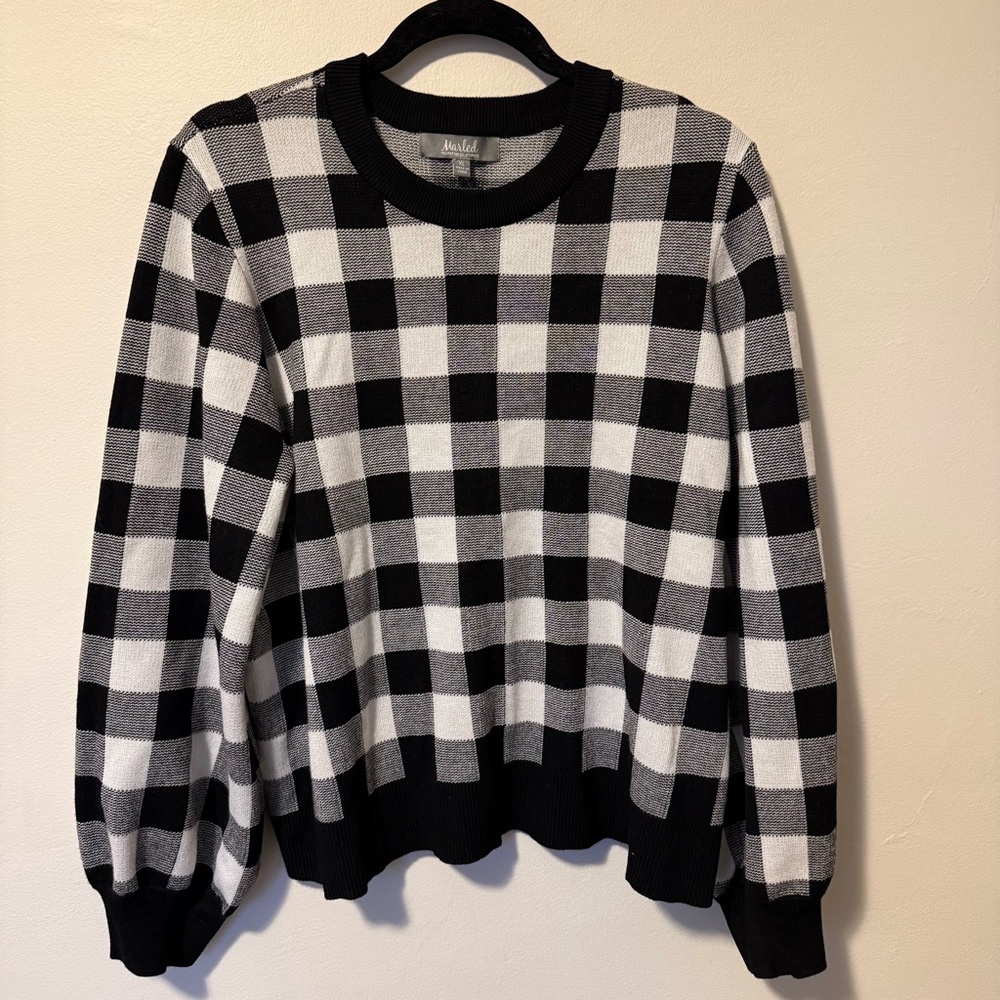 Marled Reunited Clothing Black And White Checkered Sweater Size XL EUC